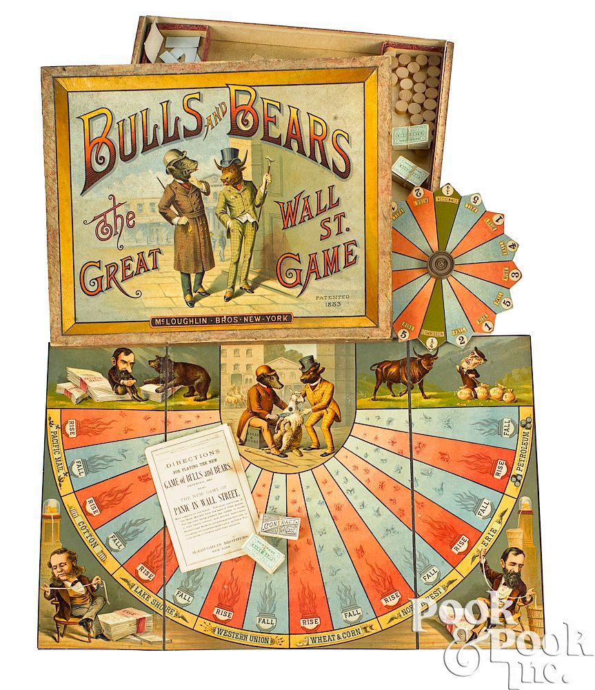 Appraisal: McLoughlin Bros Bulls and Bears Great Wall Street Game Scarce