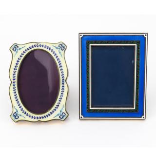 Appraisal: Two Vintage Italian Guilloche Enamel and Silver Frames Two Vintage