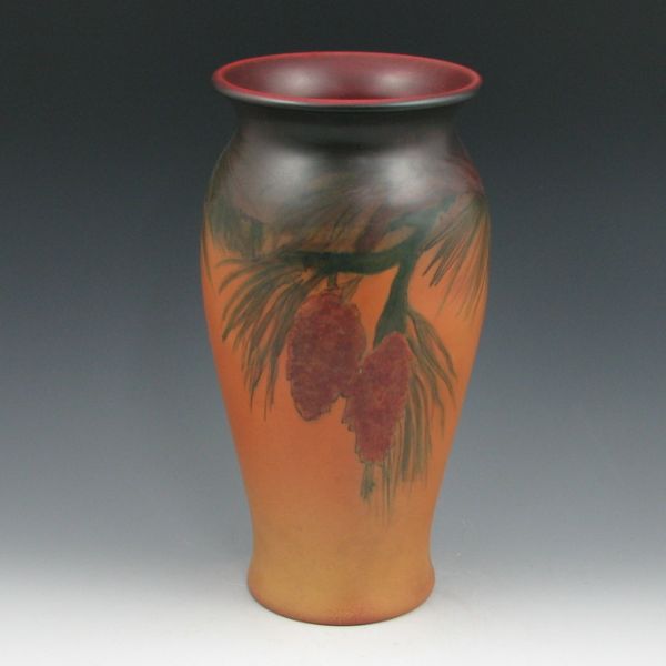 Appraisal: Rookwood vase from in Decorated Mat glaze with pine cones