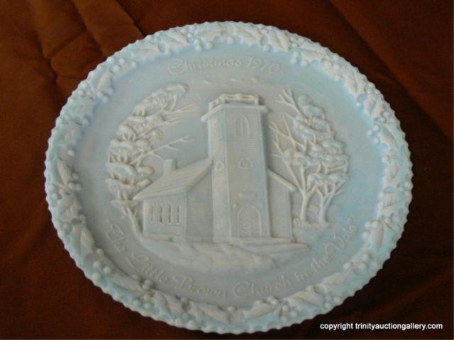 Appraisal: Fenton Blue Satin Glass Collector Plate - Christmas - The