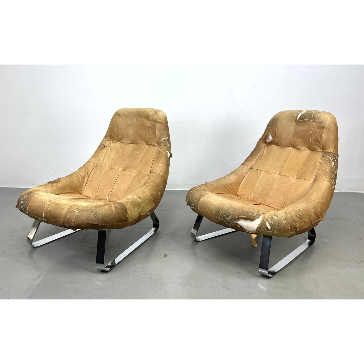 Appraisal: Percival Lafer High back Leather and Chrome Lounge Chairs Dimensions