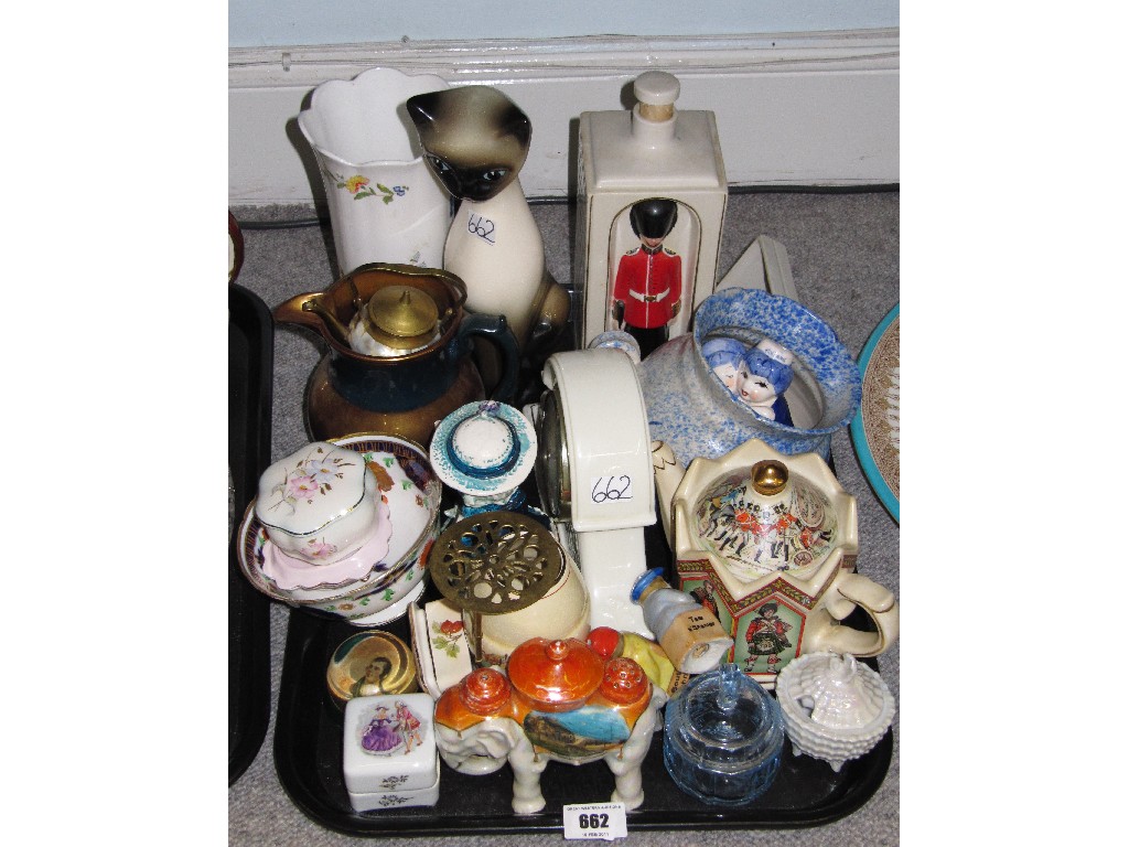 Appraisal: Tray lot of assorted ceramics to include Aynsley vase paperweight