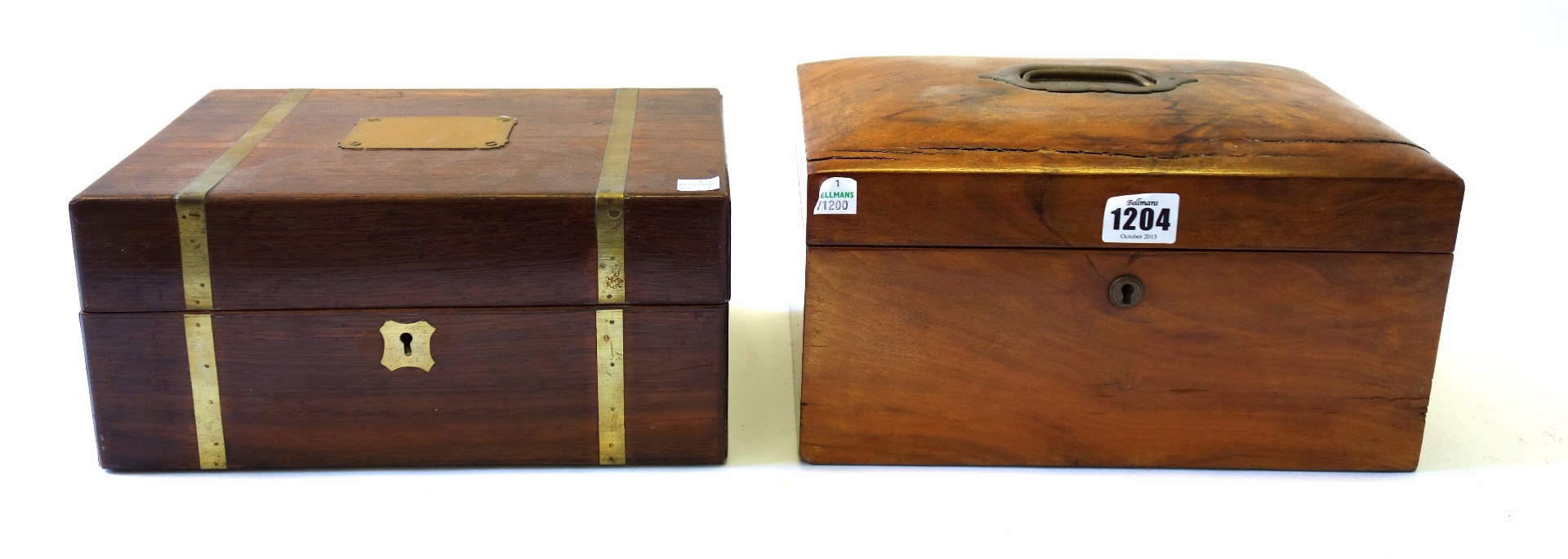 Appraisal: A th century figured walnut dome top jewellery box cm