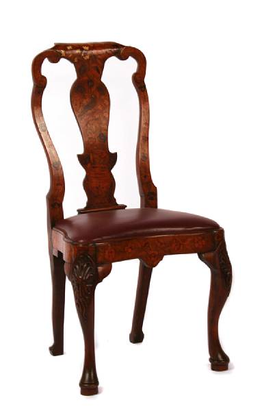 Appraisal: A Dutch Rococo marquetry side chair height in width in