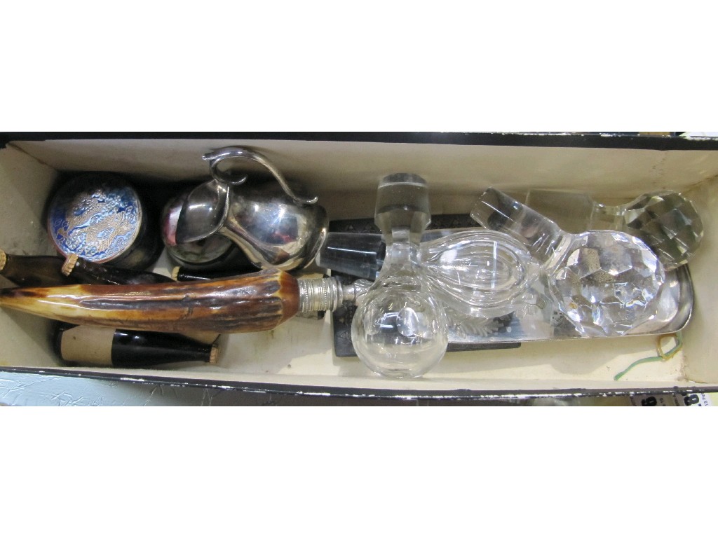 Appraisal: Box of miscellania - decanter stoppers small jug etc