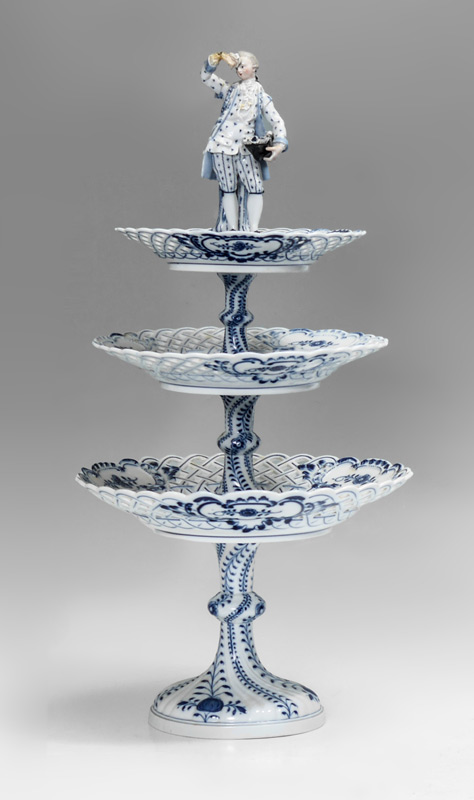 Appraisal: MEISSEN PORCELAIN THREE TIER TABLE STAND In the Blue Onion