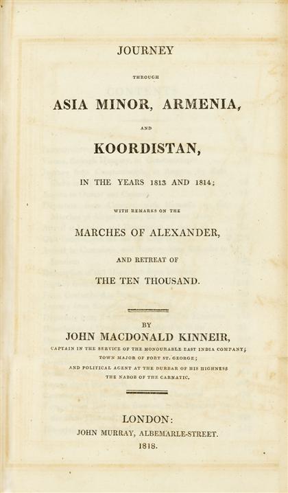 Appraisal: vol Kinneir John MacDonald Journey Through Asia Minor Armenia and