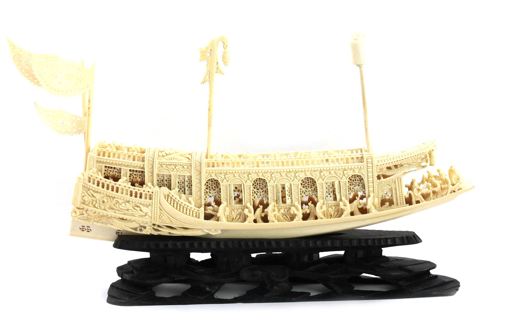 Appraisal: A Canton ivory processional boat late th century carved with