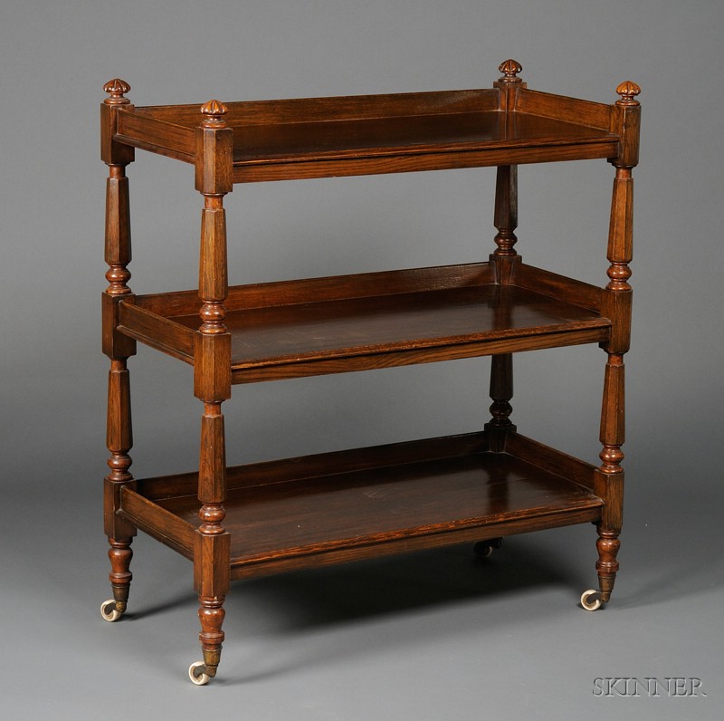 Appraisal: English Oak Three-tier Whatnot late th century each rectangular tier