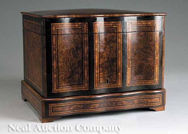 Appraisal: A Fine French Marquetry and Burlwood Cave Liqueur mid- th