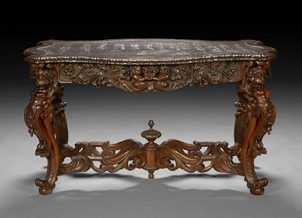 Appraisal: A Rococo style hardwood center table late th century The