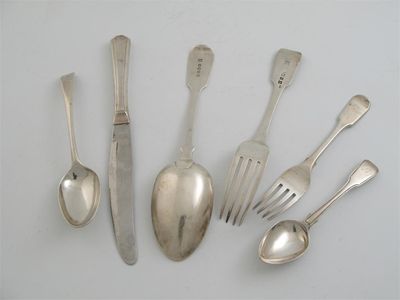 Appraisal: Miscellaneous flatware a set of six George III fiddle and