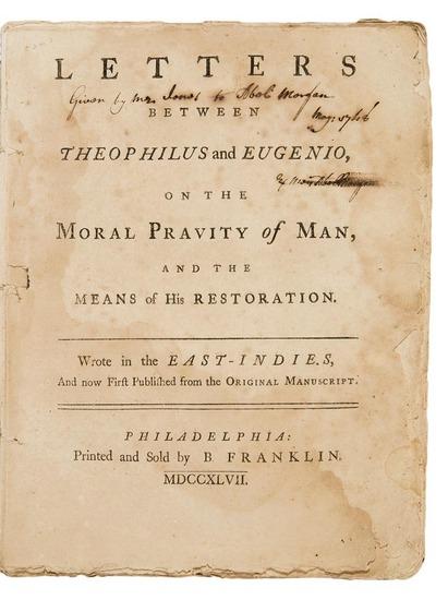 Appraisal: FRANKLIN Benjamin printer - Sir Richard BLACKMORE Letters between Theophilus