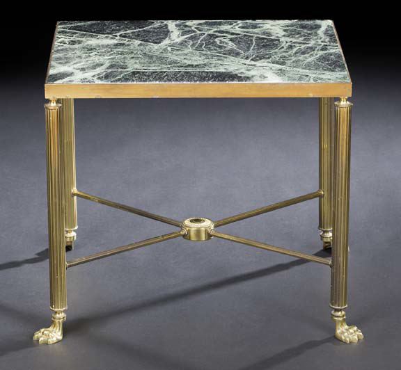 Appraisal: Directoire-Style Gilt-Metal and Marble Top Occasional Table early th century