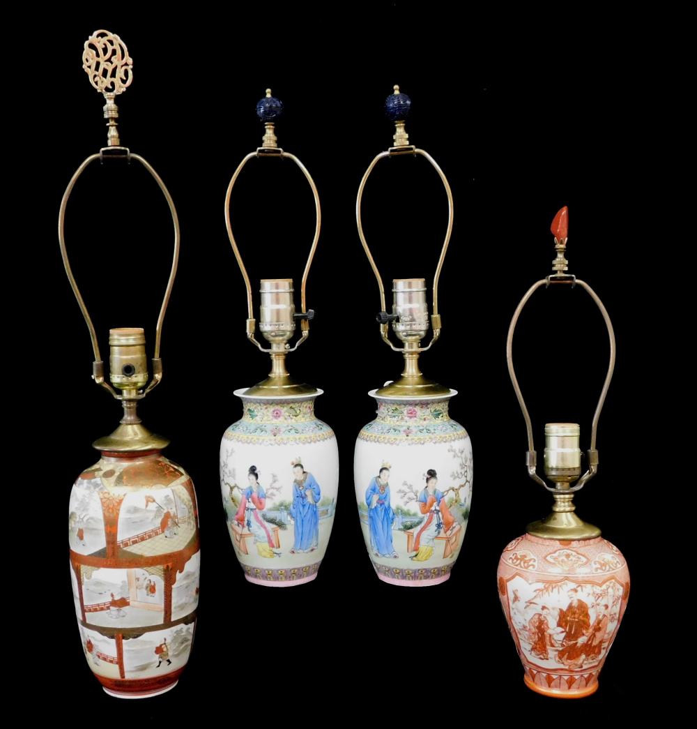 Appraisal: ASIAN FOUR PORCELAIN VESSELS CONVERTED TO TABLE LAMPS ALL SIGNED