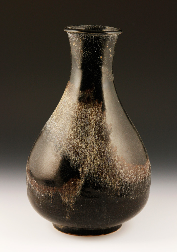 Appraisal: - Chinese Black Jun Ware Vase Chinese black glazed Jun