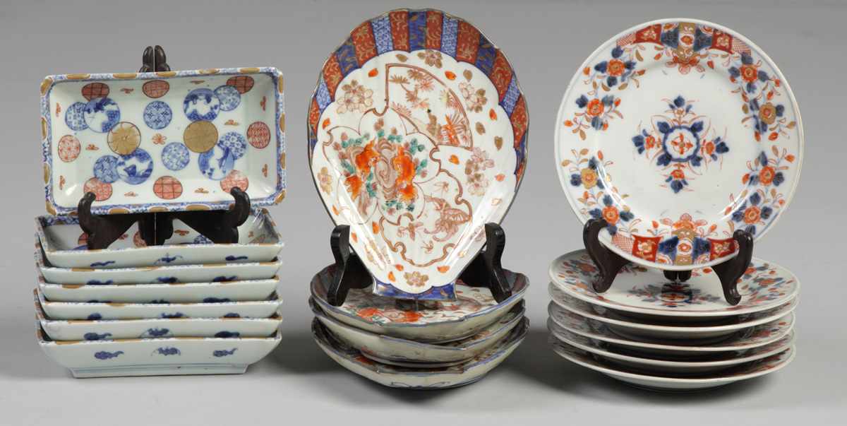 Appraisal: Group of Imari Porcelain Dishes Plates Sgn Rectangular '' x