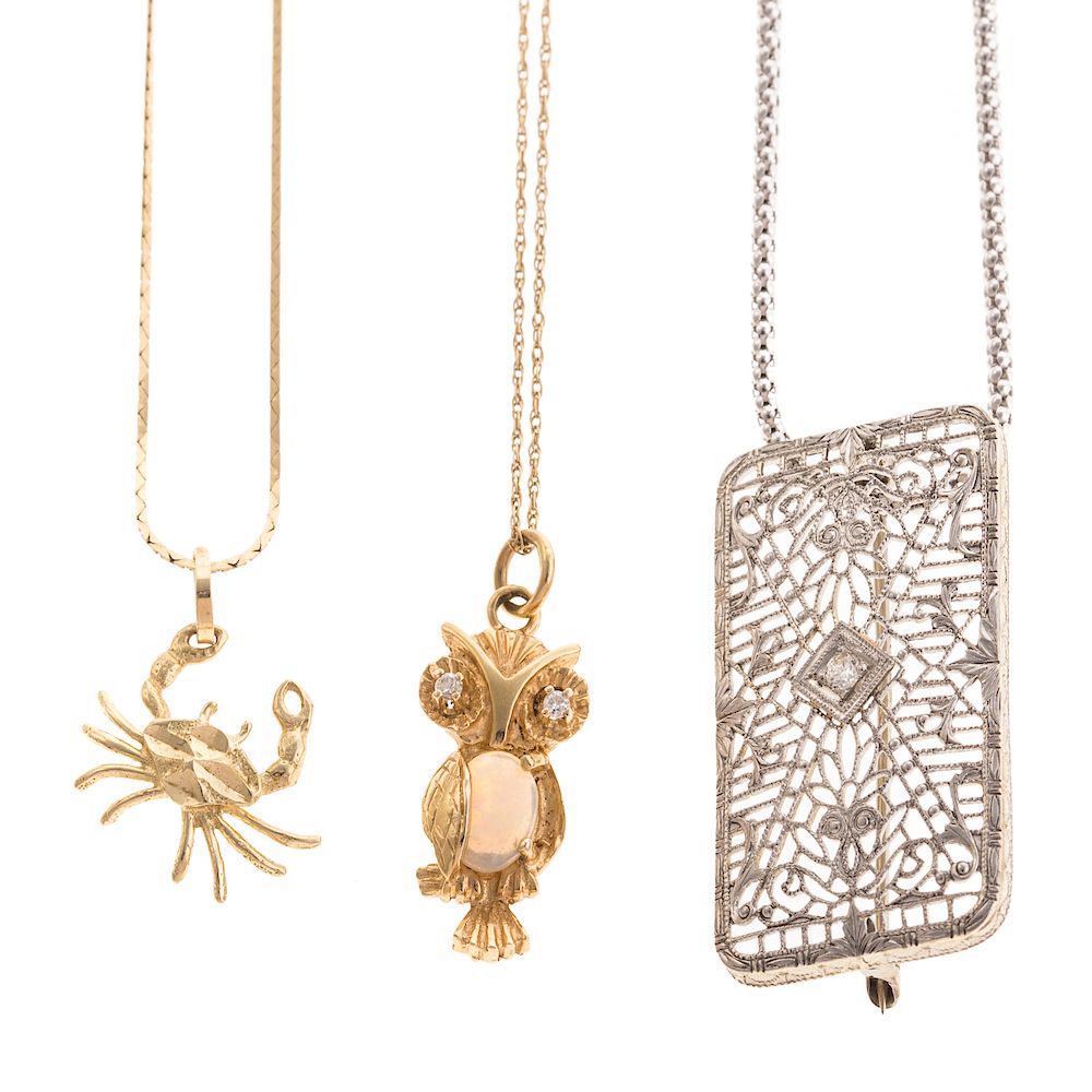 Appraisal: A Trio of Ladies Necklaces in K Gold K white