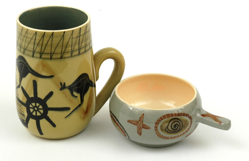 Appraisal: GUY MARTIN BOYD Victoria circa Slip cast earthenware mug and