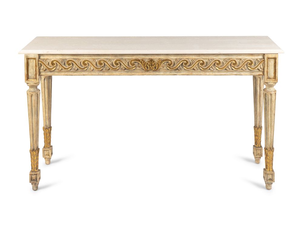 Appraisal: A Pair of Louis XVI Style Parcel-Gilt and Painted Consoles