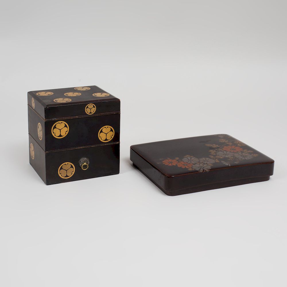 Appraisal: Two Japanese Lacquer Boxes Comprising A rectangular box and cover