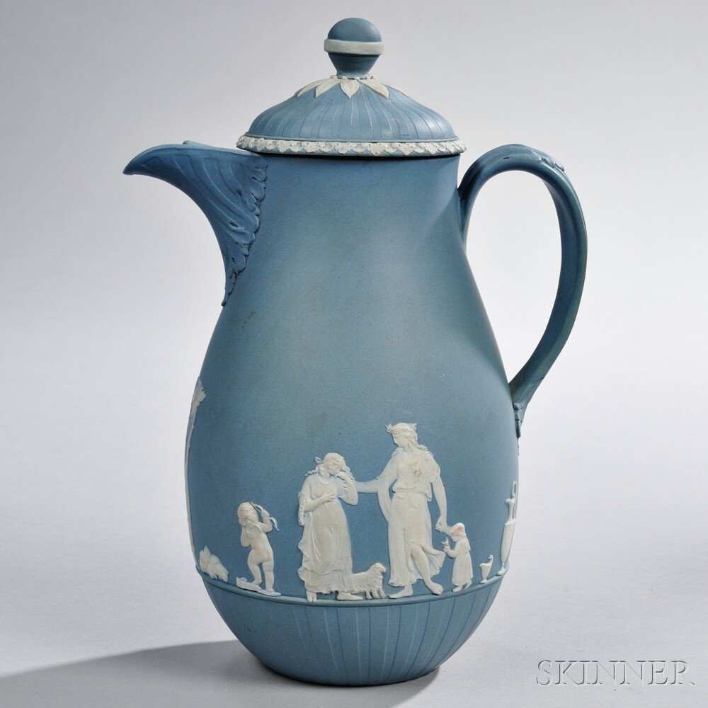 Appraisal: Wedgwood Solid Blue Jasper Jug and Cover England late th