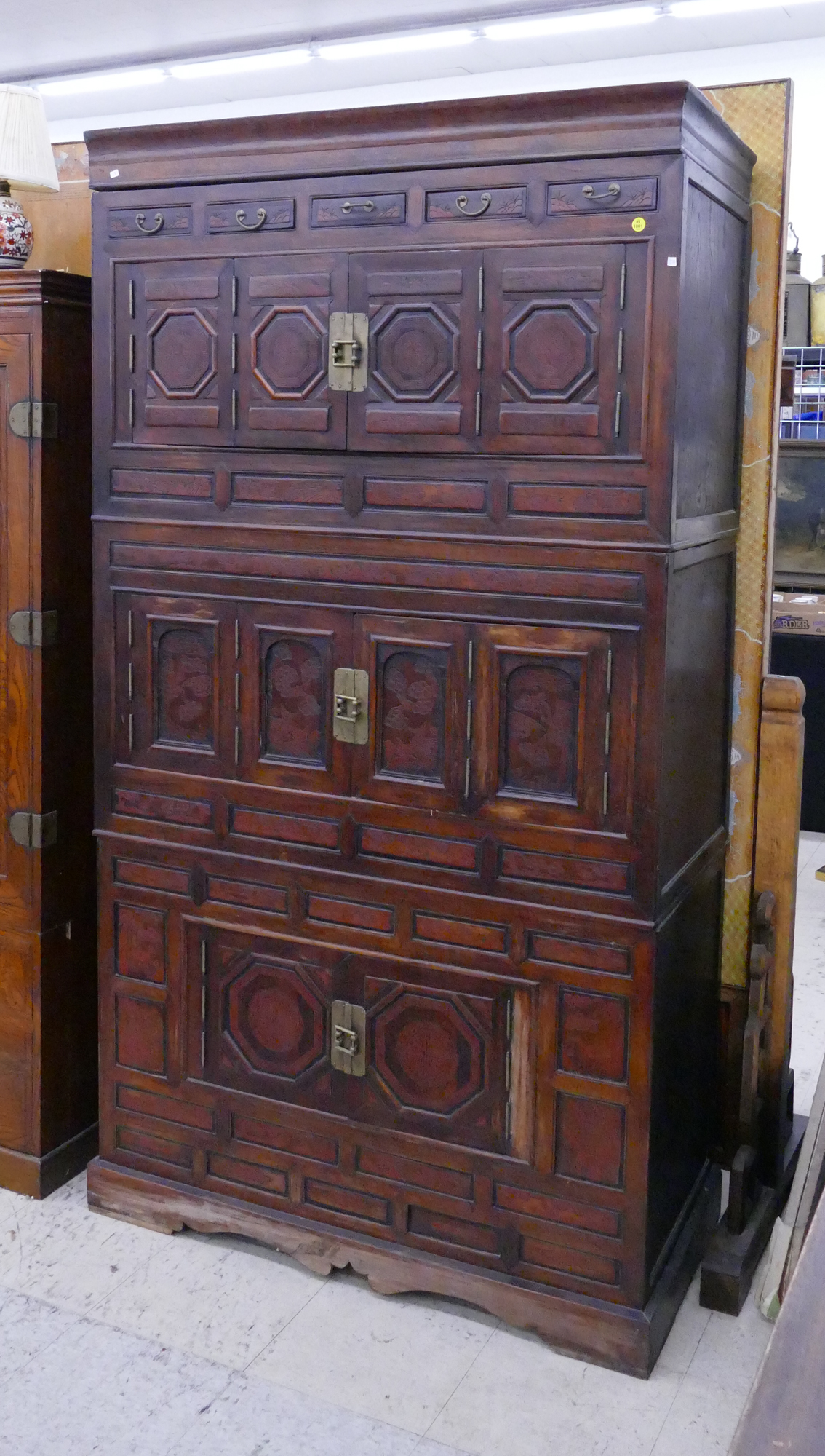 Appraisal: Korean Joseon Stack Tansu Chest- x x ''