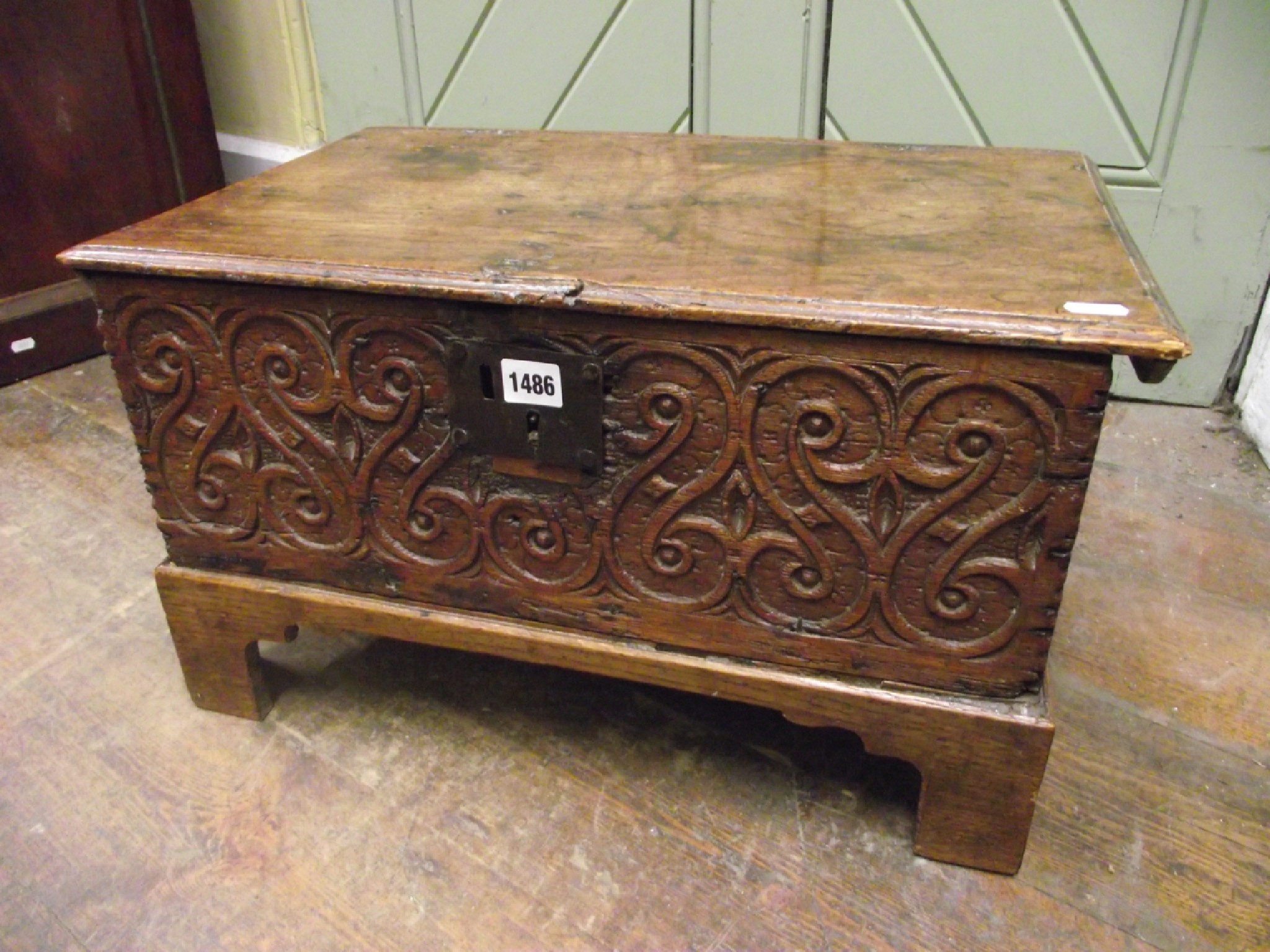 Appraisal: An th century oak bible box with rising lid the