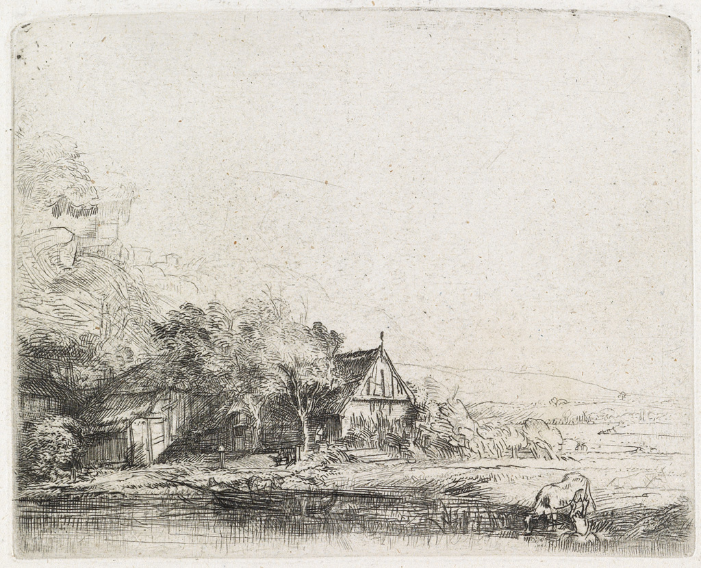 Appraisal: REMBRANDT VAN RIJN Landscape with a Cow Etching circa x