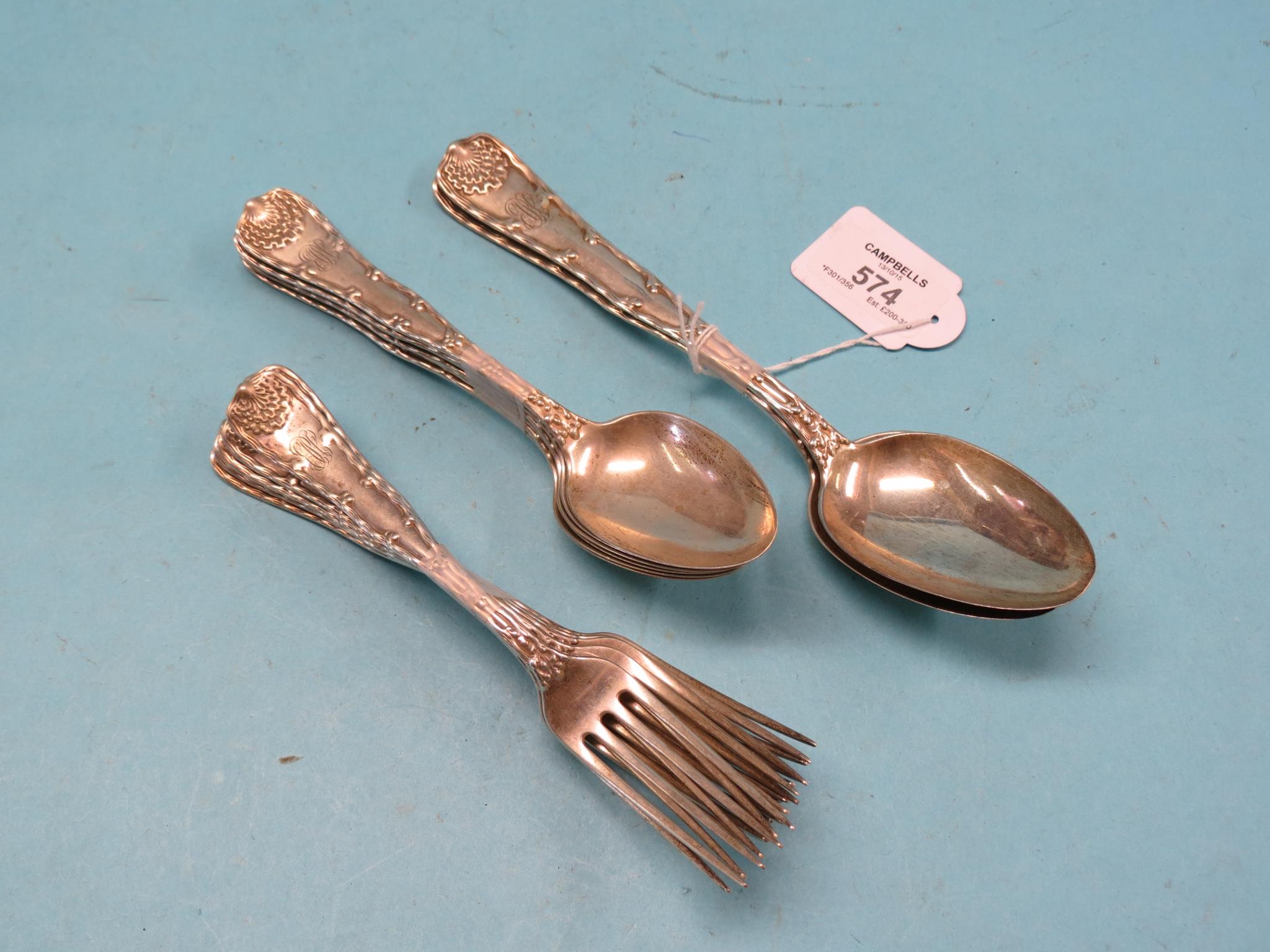 Appraisal: A set of Tiffany Sterling cutlery six dessert forks six