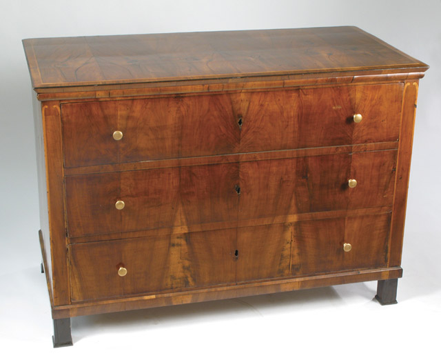 Appraisal: BIEDERMEIER INLAID WALNUT CHEST OF DRAWERS German early th century