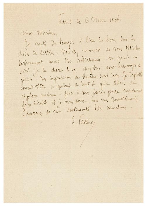 Appraisal: PASTEUR Louis - Autograph letter signed L Pasteur in French