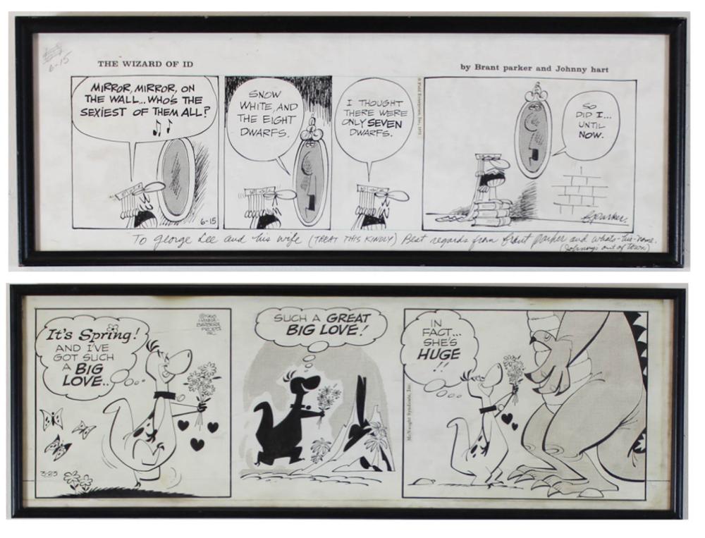 Appraisal: TWO ORIGINAL COMIC STRIP DRAWINGS The Wizard of Id by