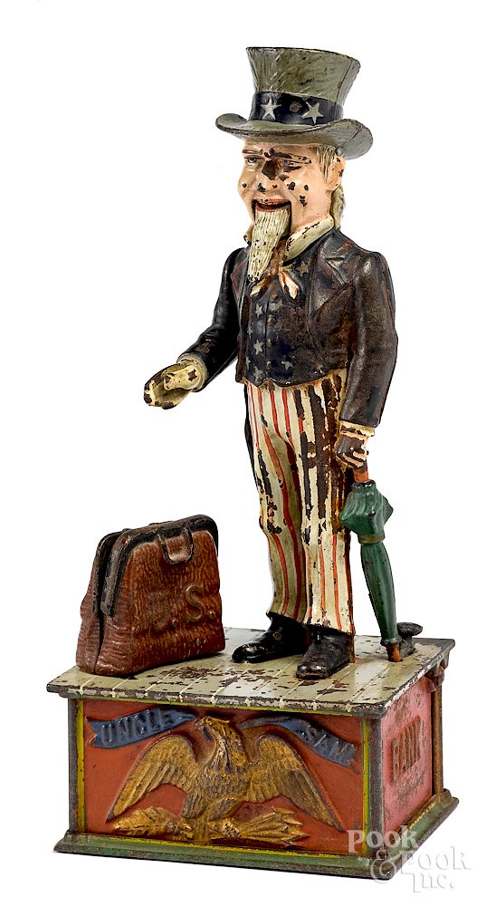 Appraisal: Cast iron Uncle Sam mechanical bank Shepard Hardware cast iron