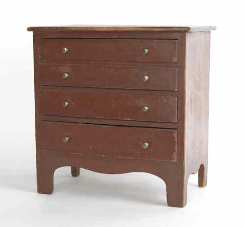 Appraisal: New England miniature chest of drawers ca retaining its original