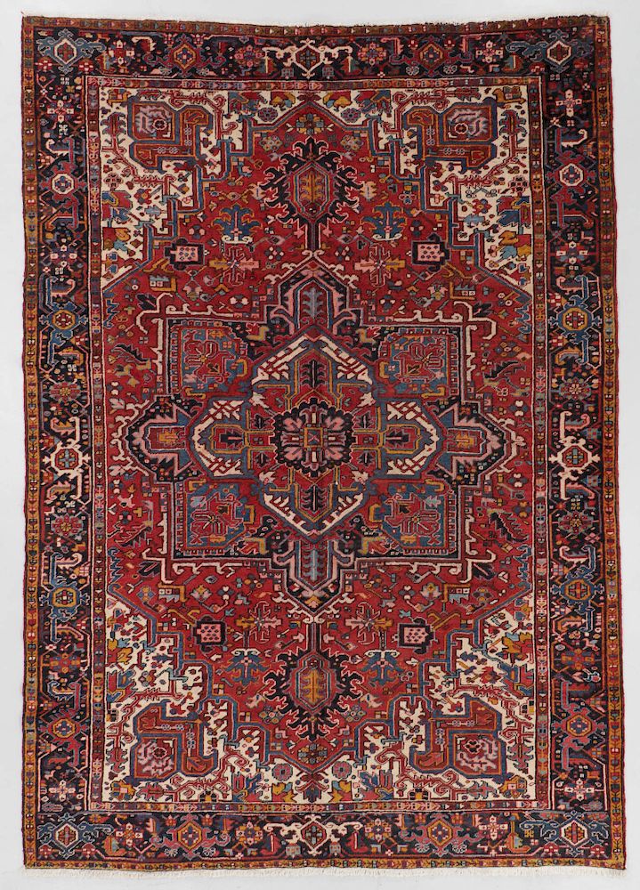 Appraisal: Semi-Antique Heriz Rug Persia ' '' x ' '' Semi-Antique