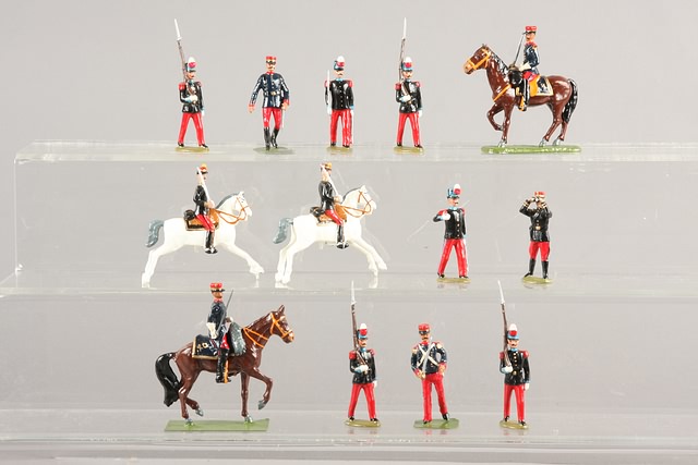 Appraisal: Lot of mounted and foot metal figures representing French Line