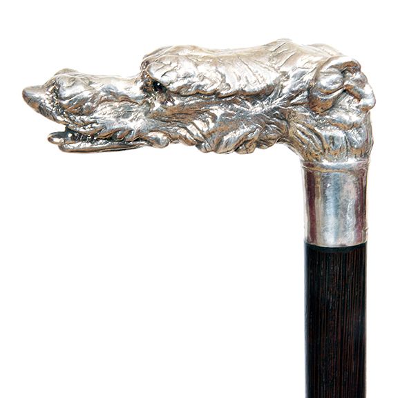 Appraisal: Sterling Wolf Hound Dress Cane Late th Century- A high