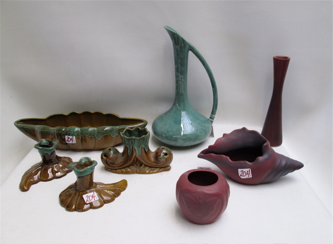 Appraisal: VAN BRIGGLE ART POTTERY eight pieces piece garniture set including