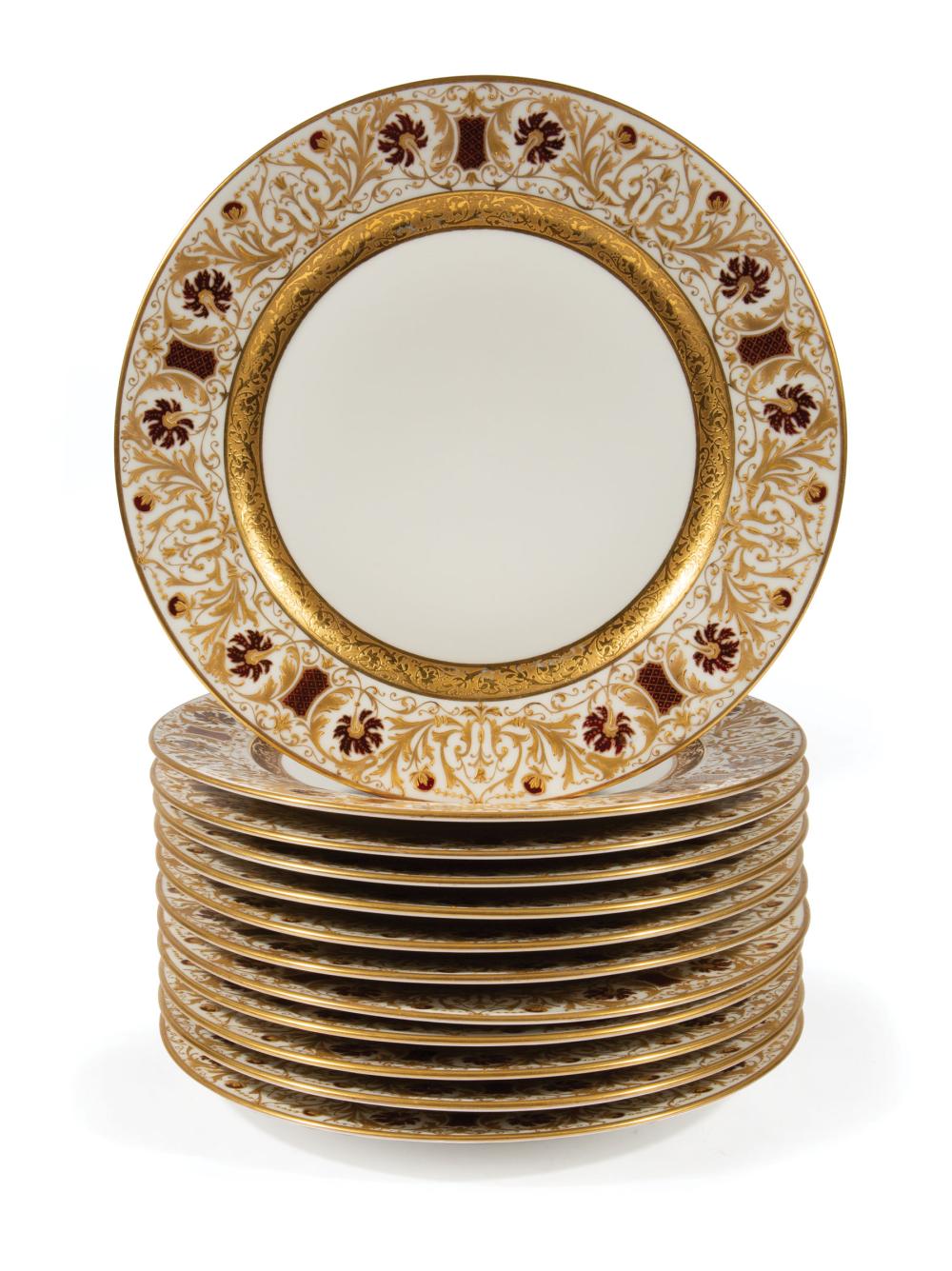 Appraisal: Twelve Limoges Porcelain Plates brown and gold together with eleven