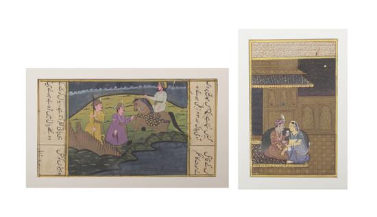 Appraisal: Sale Lot Nine Middle Eastern Painted Manuscript Leaves depicting various