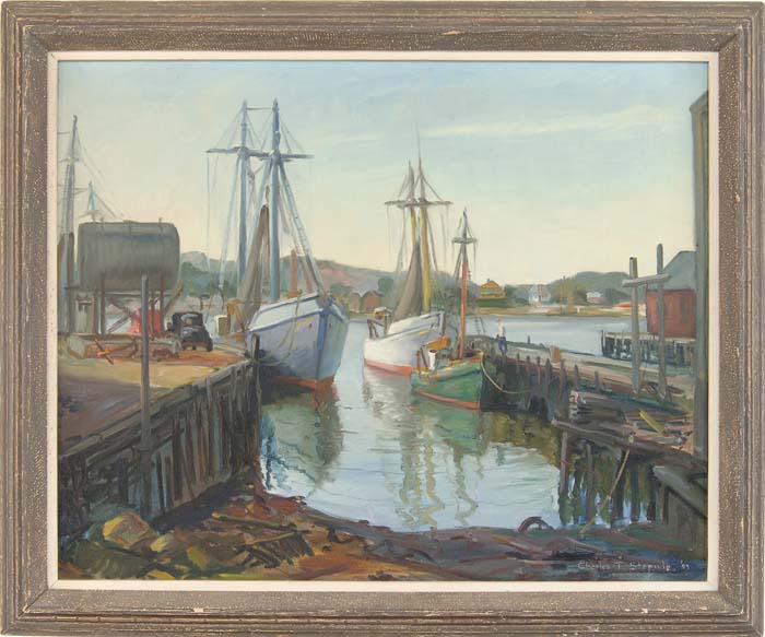 Appraisal: CHARLES T STEPULE American Mid th Century FISHING BOATS GLOUCESTER