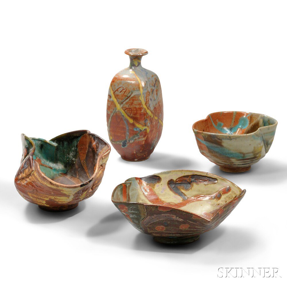 Appraisal: Four Mikoto Yabe - Ceramic Items Glazed earthenware Massachusetts late