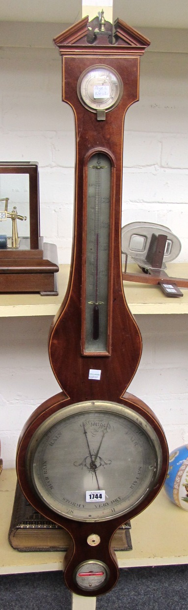 Appraisal: A Victorian mahogany eight inch wheel barometer with broken arch