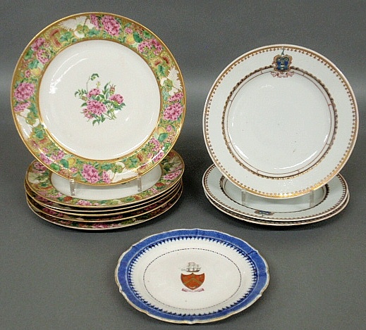 Appraisal: - Set of six Chinese porcelain plates c with Famille