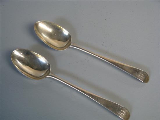 Appraisal: Pair of George III silver Old English pattern table spoons