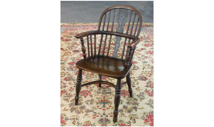 Appraisal: Small Windsor Chair Comb Back With Fretted Splat Arm Bow