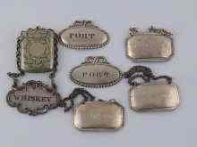 Appraisal: A mixed lot comprising six silver plated wine labels including