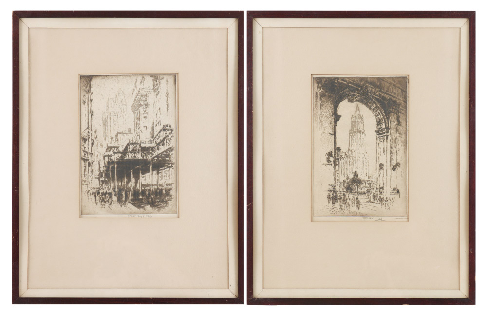 Appraisal: PENNELL Joseph American - Pieces to Include ''Elevated Train'' ''