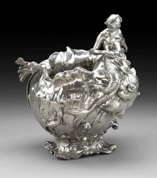 Appraisal: A W M F silvered metal figural center bowl circa